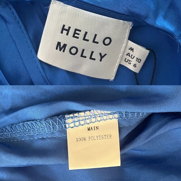 Hello Molly Swift And Clean Women Size 6 Blue Satin Mini NEW Dress Long Sleeve - Picture 7 of 16